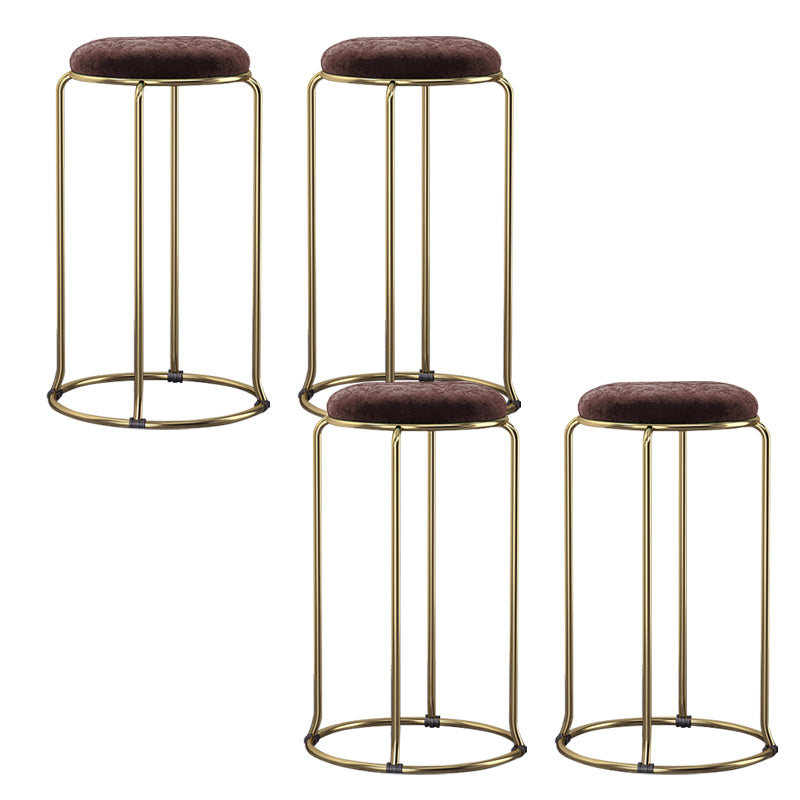 Glam Style Backless Barstool Round Counter Bar Stool with Metal Legs