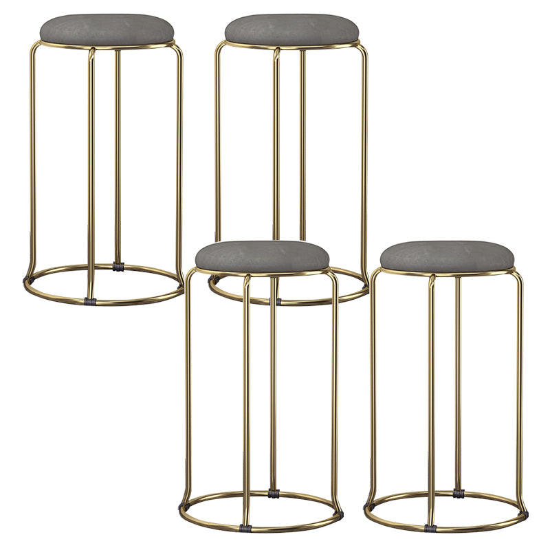 Glam Style Backless Barstool Round Counter Bar Stool with Metal Legs