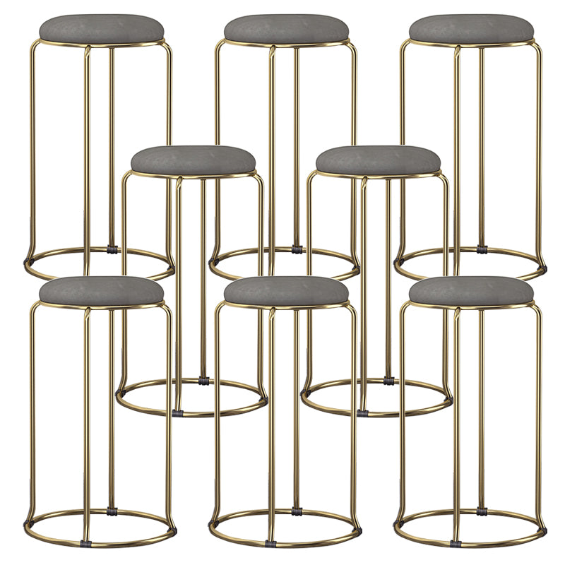 Glam Style Backless Barstool Round Counter Bar Stool with Metal Legs