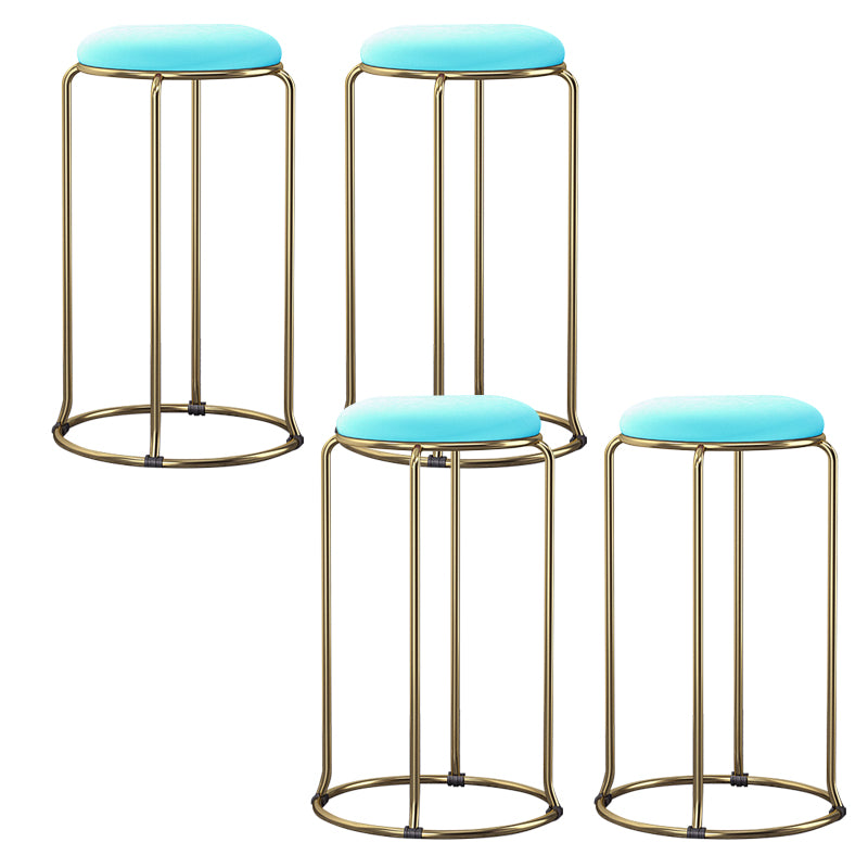 Glam Style Backless Barstool Round Counter Bar Stool with Metal Legs