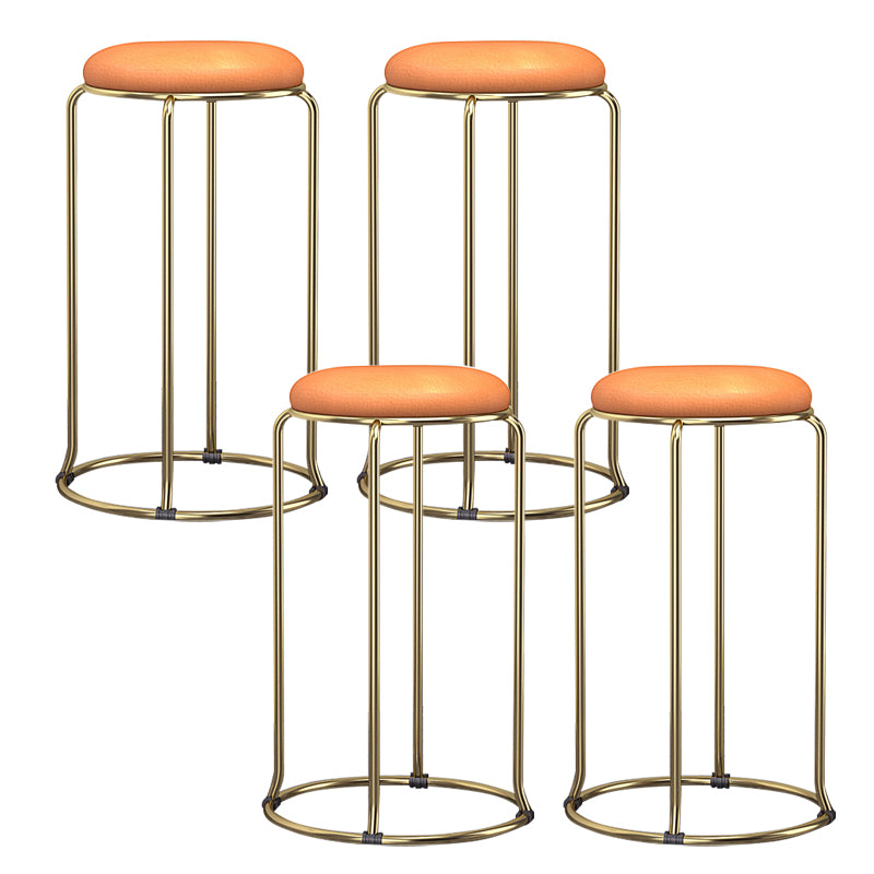 Glam Style Backless Barstool Round Counter Bar Stool with Metal Legs