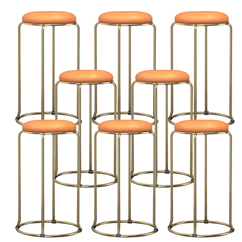 Glam Style Backless Barstool Round Counter Bar Stool with Metal Legs