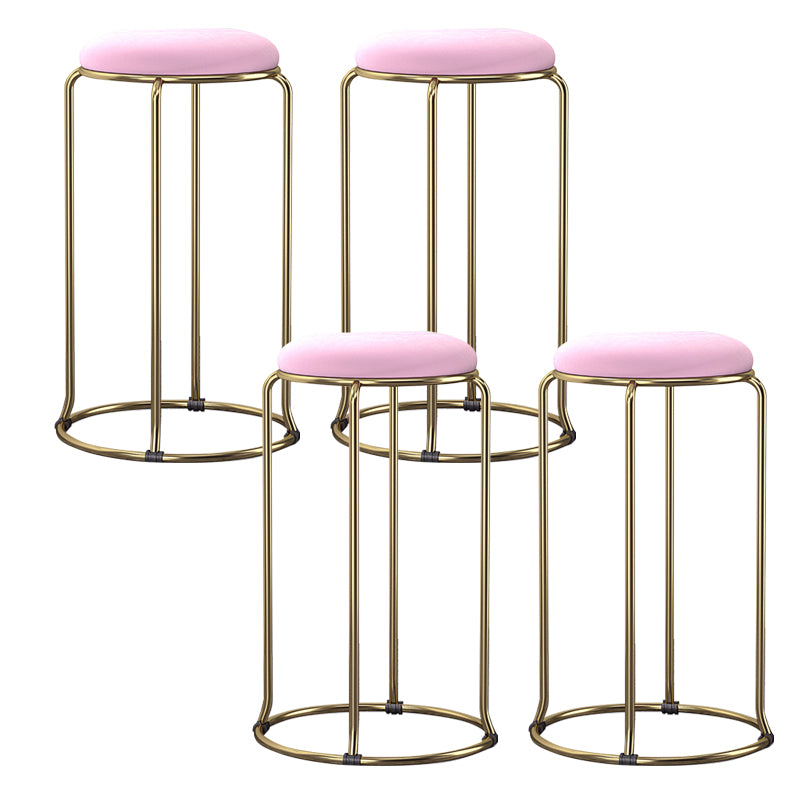 Glam Style Backless Barstool Round Counter Bar Stool with Metal Legs