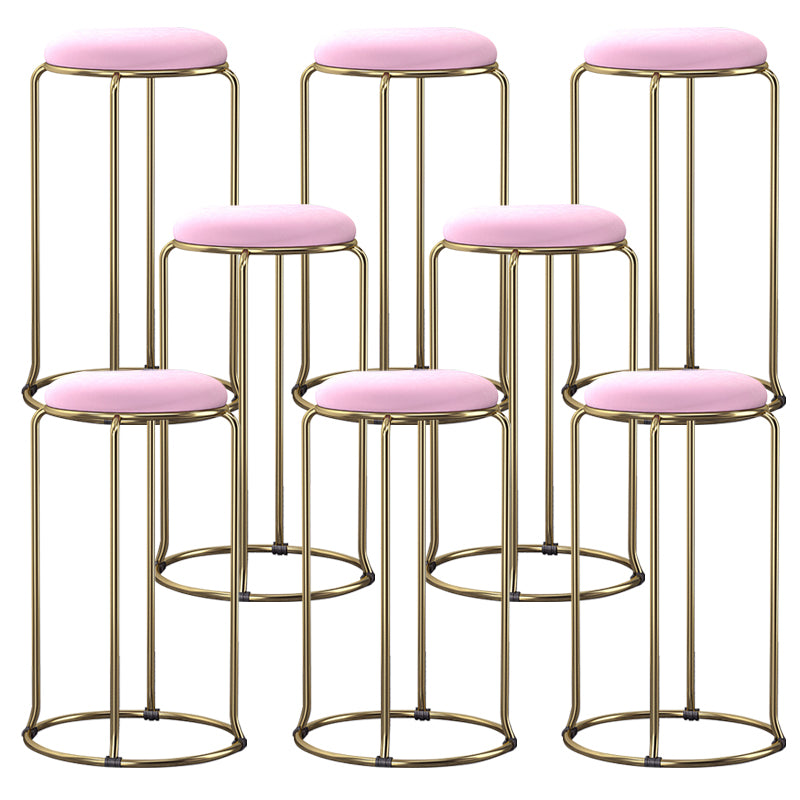 Glam Style Backless Barstool Round Counter Bar Stool with Metal Legs
