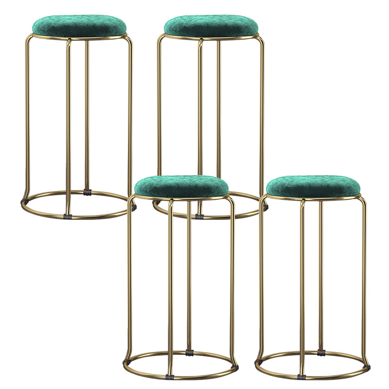 Glam Style Backless Barstool Round Counter Bar Stool with Metal Legs