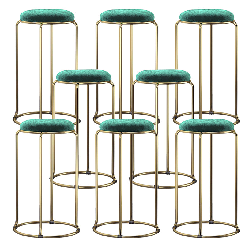 Glam Style Backless Barstool Round Counter Bar Stool with Metal Legs