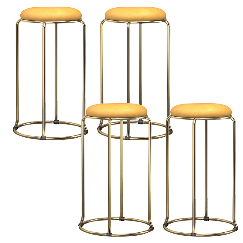 Glam Style Backless Barstool Round Counter Bar Stool with Metal Legs