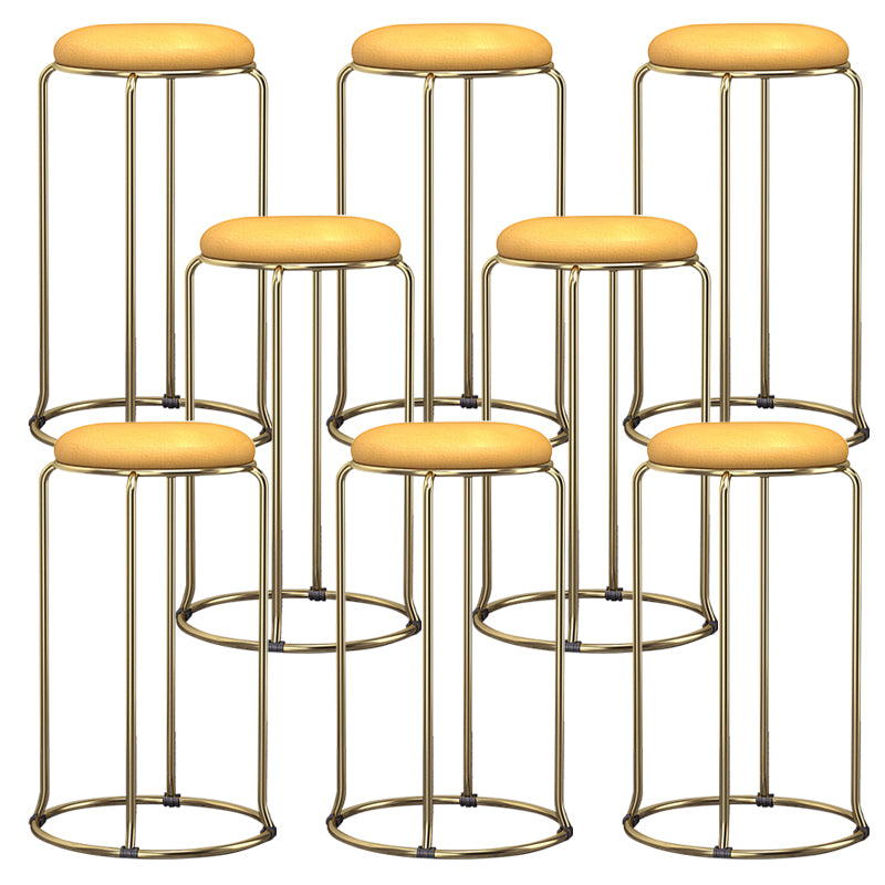 Glam Style Backless Barstool Round Counter Bar Stool with Metal Legs