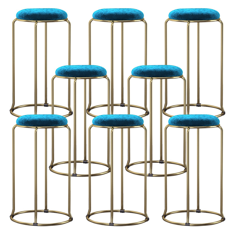Glam Style Backless Barstool Round Counter Bar Stool with Metal Legs