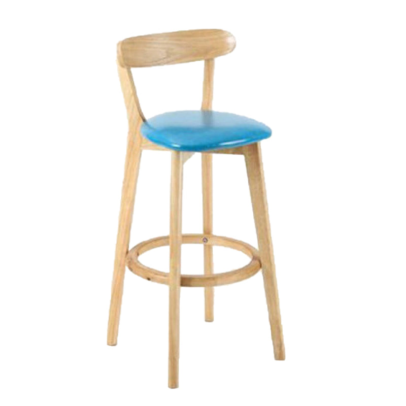 Industrial Backrest Armless Counter Stool Rubber Wood Bar Stool with Cushion for Cafe