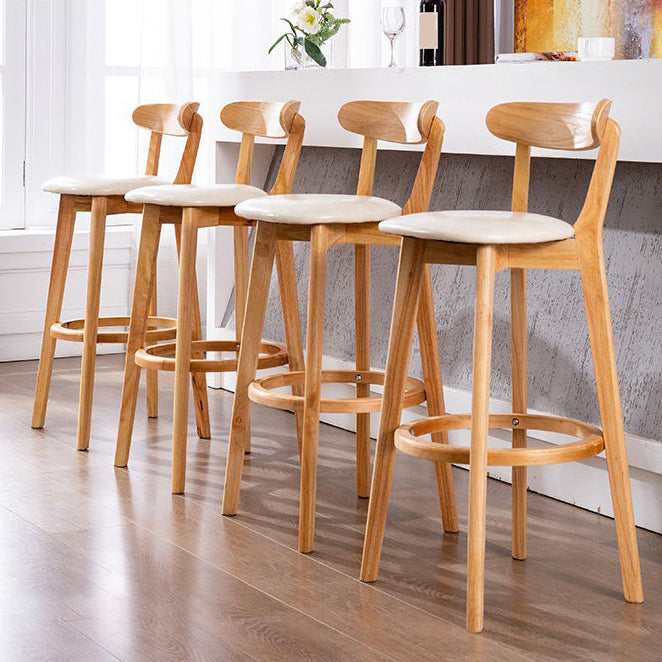 Industrial Backrest Armless Counter Stool Rubber Wood Bar Stool with Cushion for Cafe