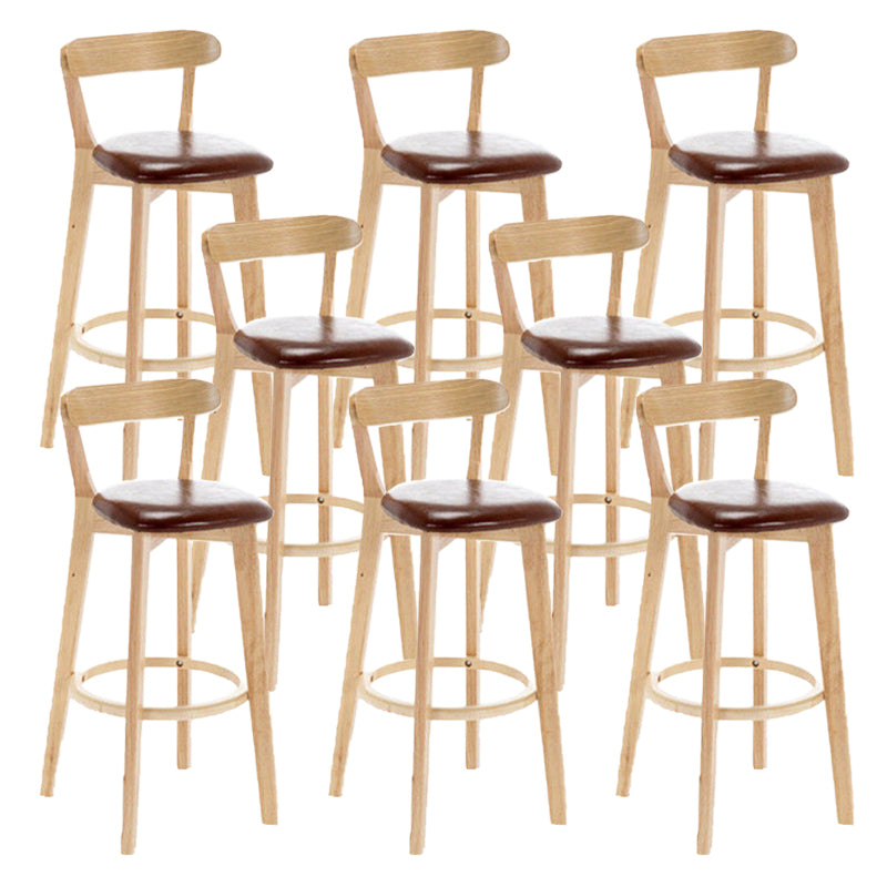Industrial Backrest Armless Counter Stool Rubber Wood Bar Stool with Cushion for Cafe