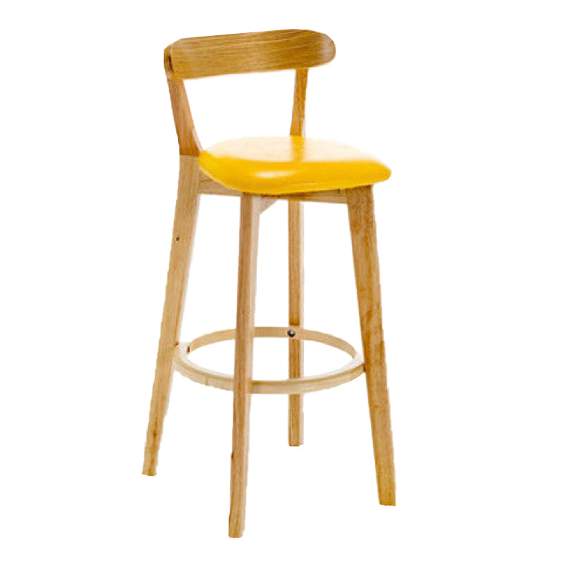 Industrial Backrest Armless Counter Stool Rubber Wood Bar Stool with Cushion for Cafe