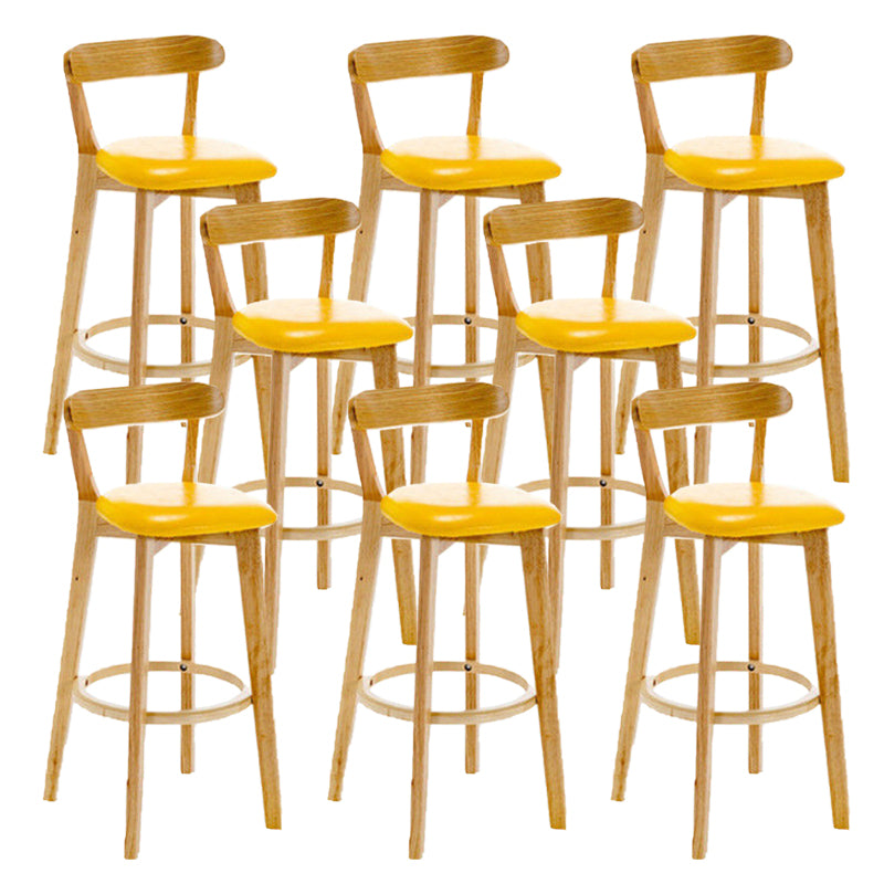 Industrial Backrest Armless Counter Stool Rubber Wood Bar Stool with Cushion for Cafe