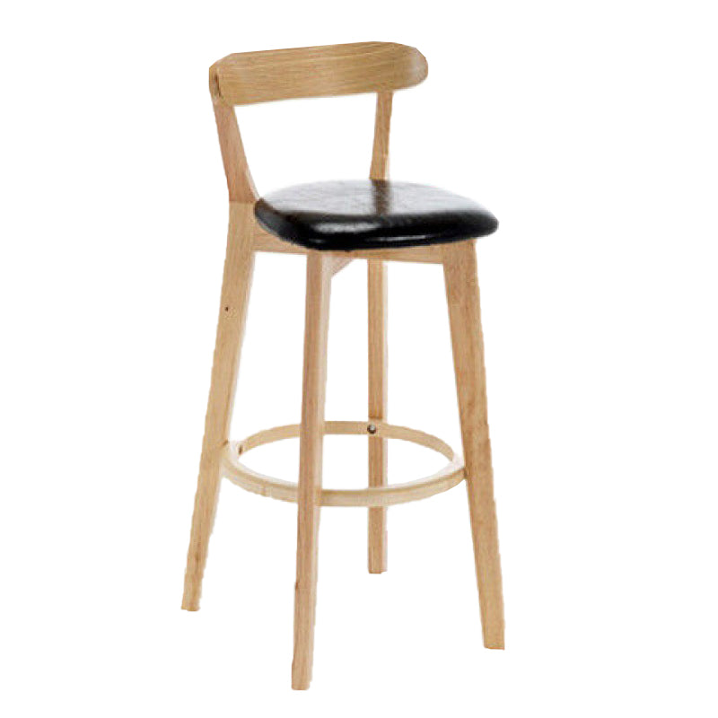 Industrial Backrest Armless Counter Stool Rubber Wood Bar Stool with Cushion for Cafe