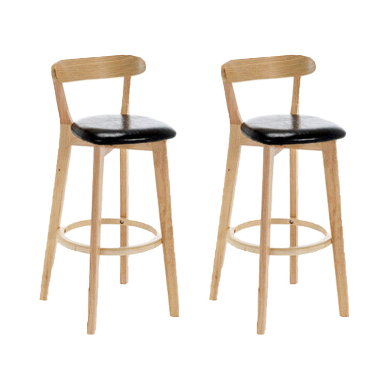 Industrial Backrest Armless Counter Stool Rubber Wood Bar Stool with Cushion for Cafe