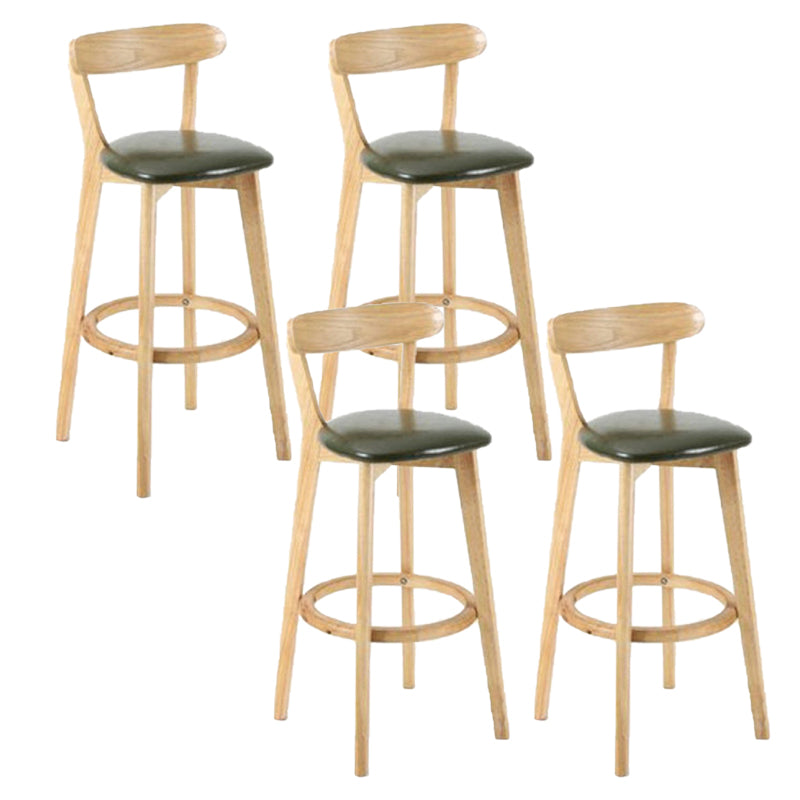Industrial Backrest Armless Counter Stool Rubber Wood Bar Stool with Cushion for Cafe