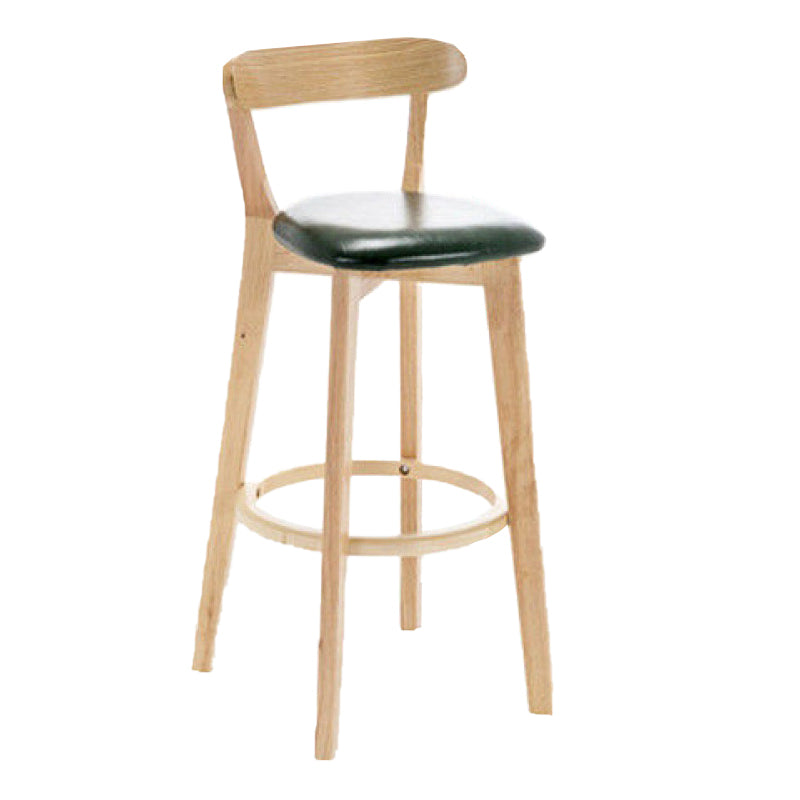 Industrial Backrest Armless Counter Stool Rubber Wood Bar Stool with Cushion for Cafe