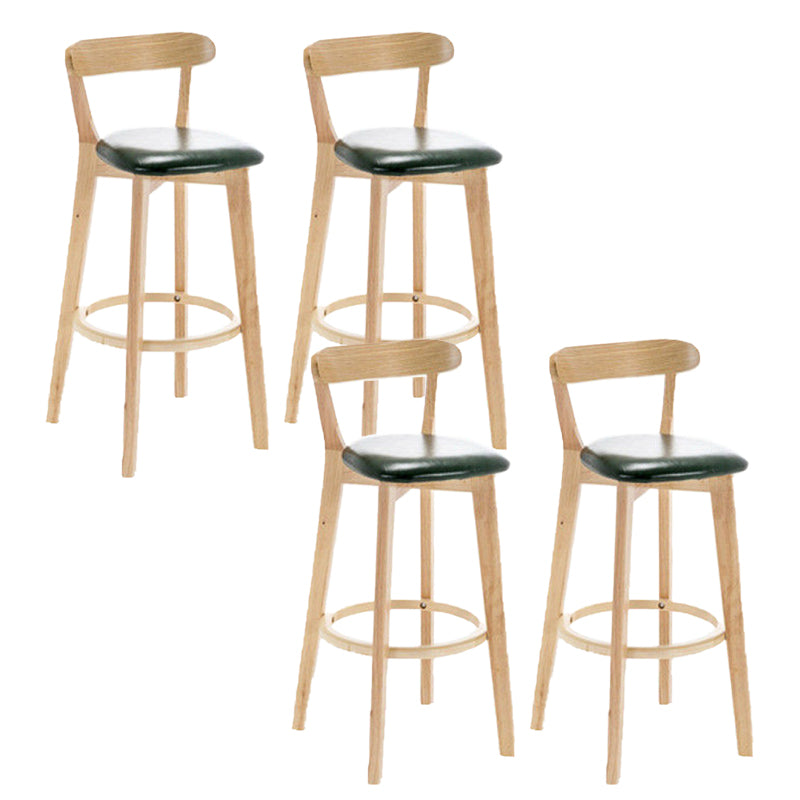 Industrial Backrest Armless Counter Stool Rubber Wood Bar Stool with Cushion for Cafe