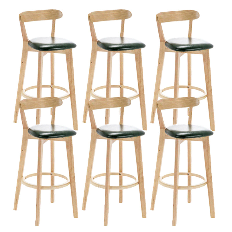 Industrial Backrest Armless Counter Stool Rubber Wood Bar Stool with Cushion for Cafe