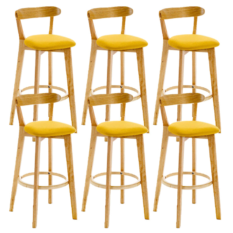 Industrial Backrest Armless Counter Stool Rubber Wood Bar Stool with Cushion for Cafe