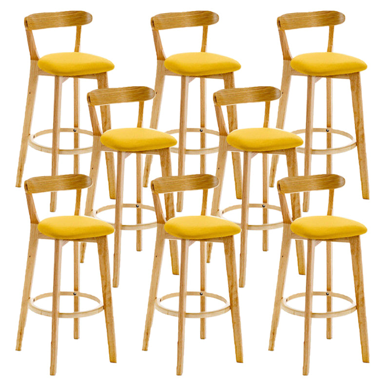 Industrial Backrest Armless Counter Stool Rubber Wood Bar Stool with Cushion for Cafe