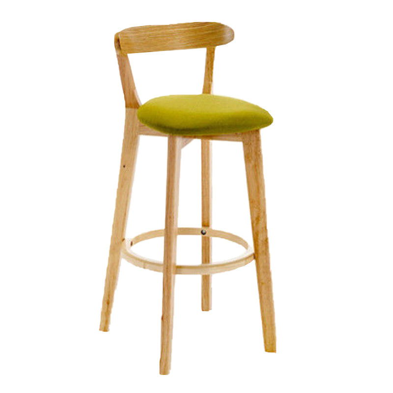 Industrial Backrest Armless Counter Stool Rubber Wood Bar Stool with Cushion for Cafe