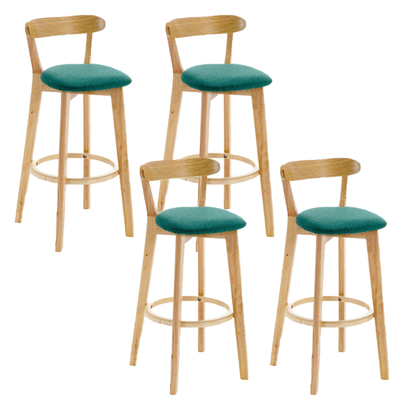 Industrial Backrest Armless Counter Stool Rubber Wood Bar Stool with Cushion for Cafe