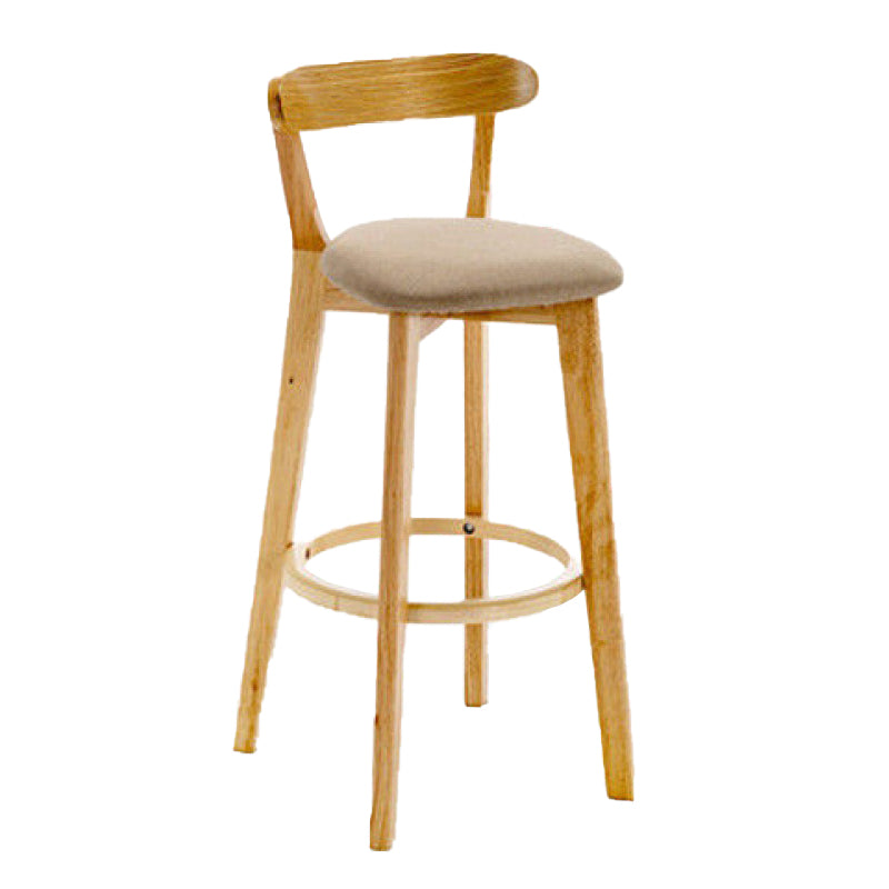 Industrial Backrest Armless Counter Stool Rubber Wood Bar Stool with Cushion for Cafe