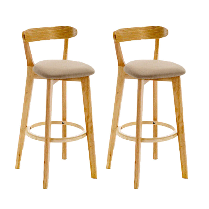 Industrial Backrest Armless Counter Stool Rubber Wood Bar Stool with Cushion for Cafe