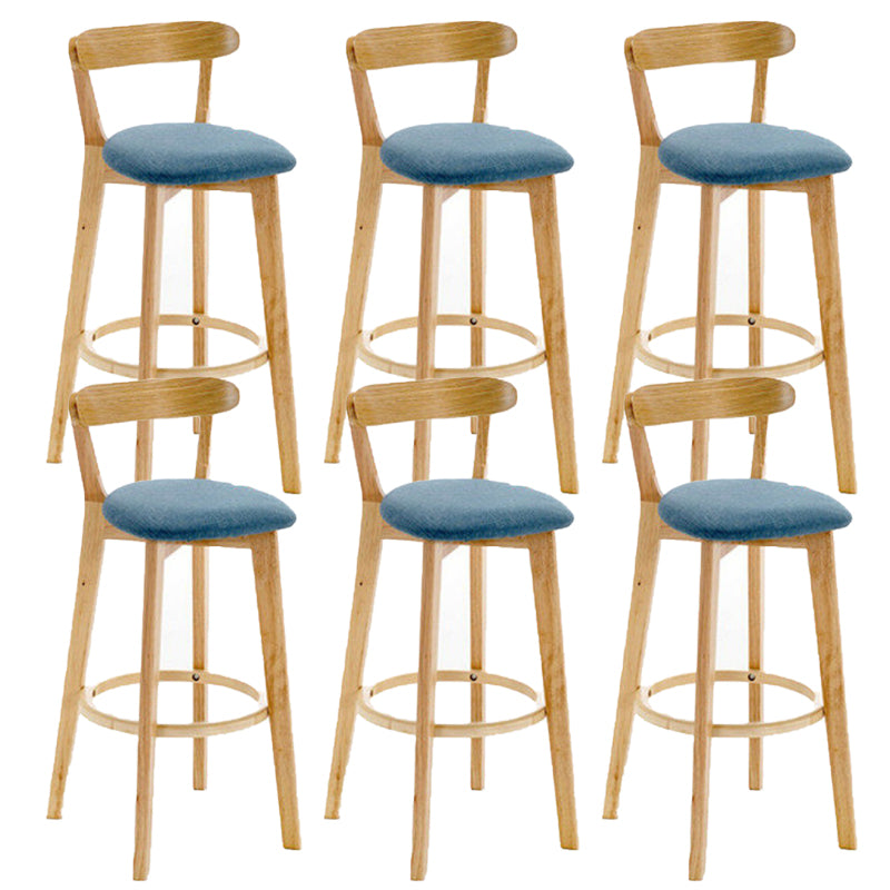 Industrial Backrest Armless Counter Stool Rubber Wood Bar Stool with Cushion for Cafe