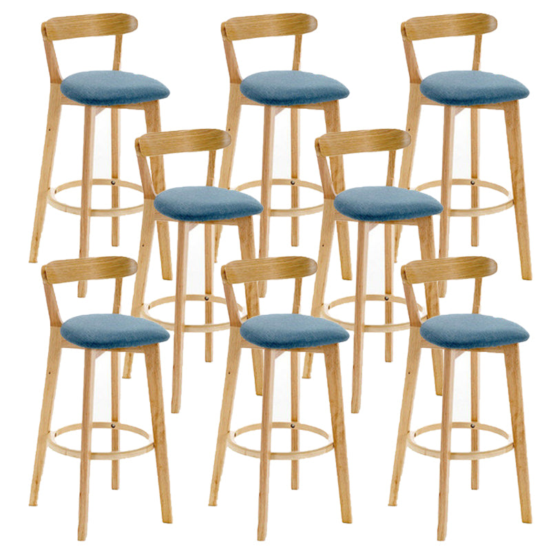 Industrial Backrest Armless Counter Stool Rubber Wood Bar Stool with Cushion for Cafe