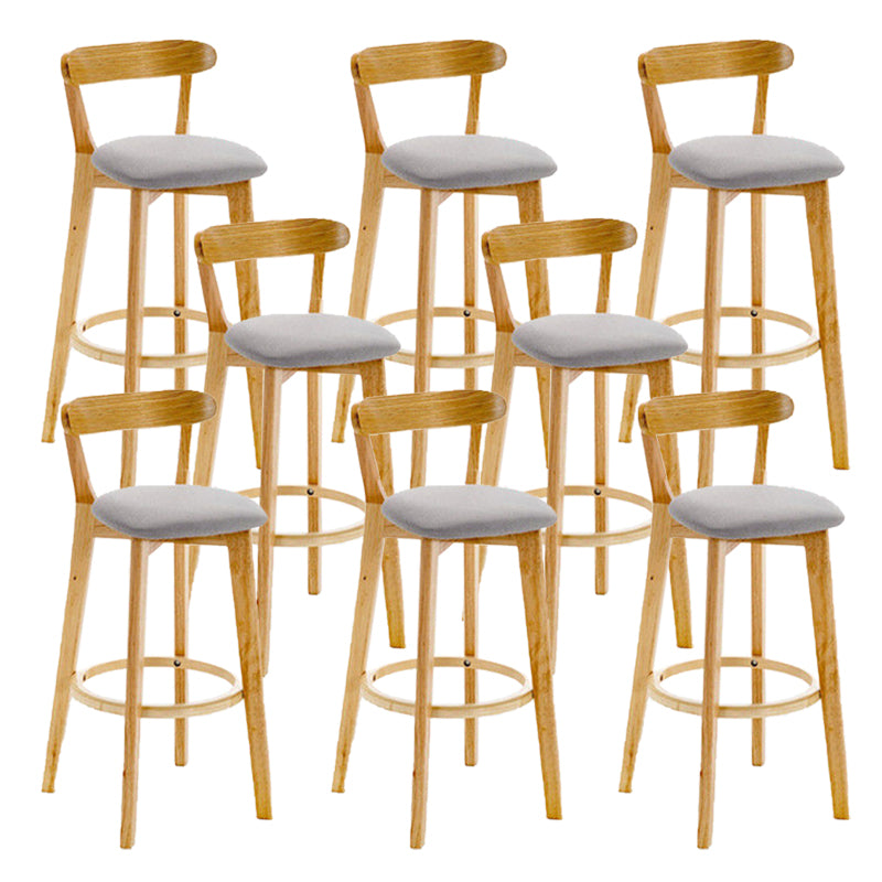 Industrial Backrest Armless Counter Stool Rubber Wood Bar Stool with Cushion for Cafe