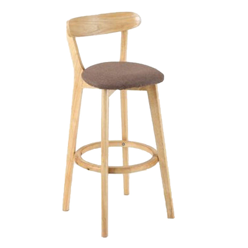 Industrial Backrest Armless Counter Stool Rubber Wood Bar Stool with Cushion for Cafe