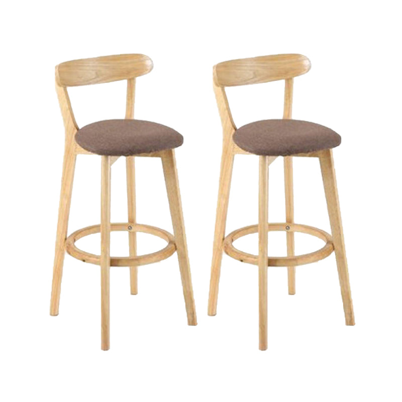 Industrial Backrest Armless Counter Stool Rubber Wood Bar Stool with Cushion for Cafe