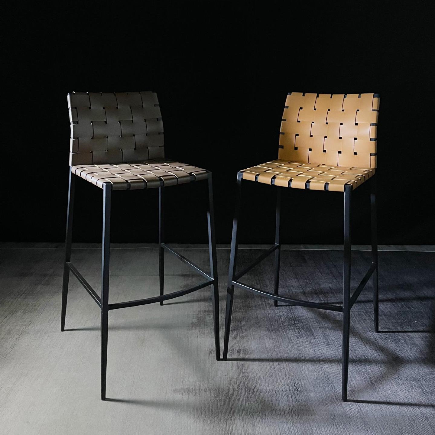 Industrial Style Backless Barstool Pu Leather Counter Bar Stool with Metal Legs