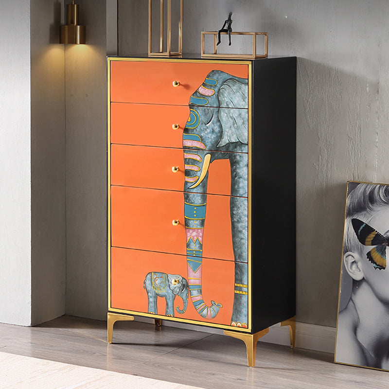 Classic Glam Vertical Lingerie Chest Wood Storage Chest with Drawers for Bedroom