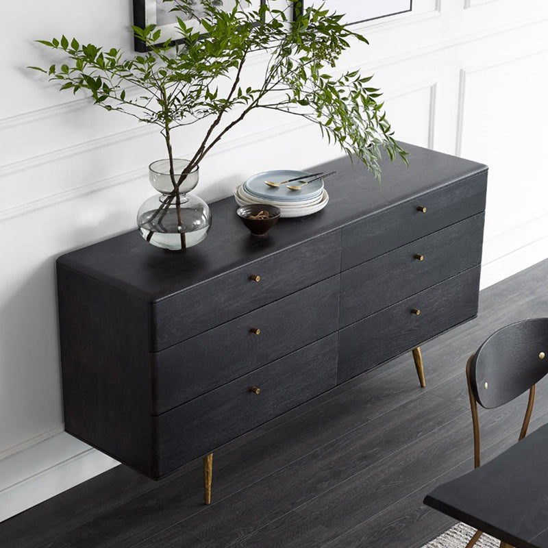 Contemporary Oak Double Dresser Horizontal Storage Chest for Bedroom