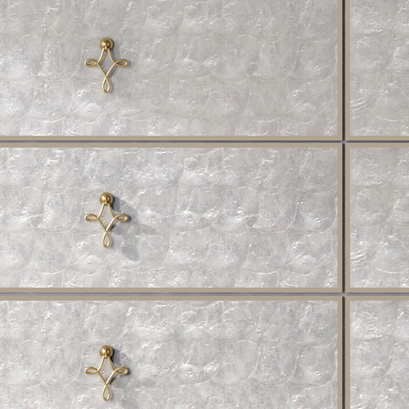 Classic Glam Double Dresser Stone Storage Chest with Metal Feet for Bedroom