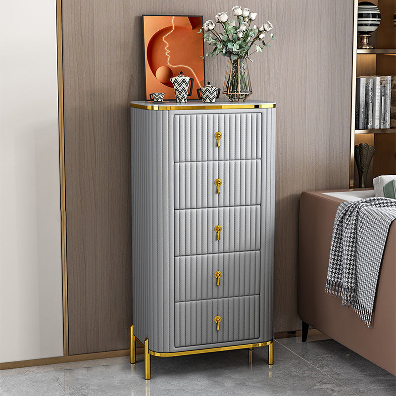 Classic Glam Vertical Lingerie Chest Stone Storage Chest with Drawers for Bedroom