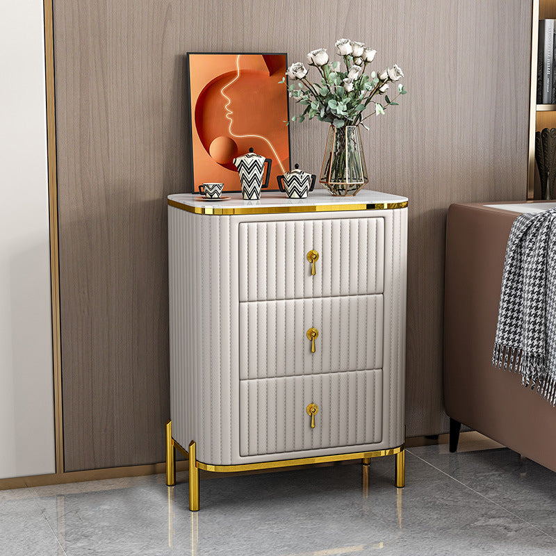Classic Glam Vertical Lingerie Chest Stone Storage Chest with Drawers for Bedroom