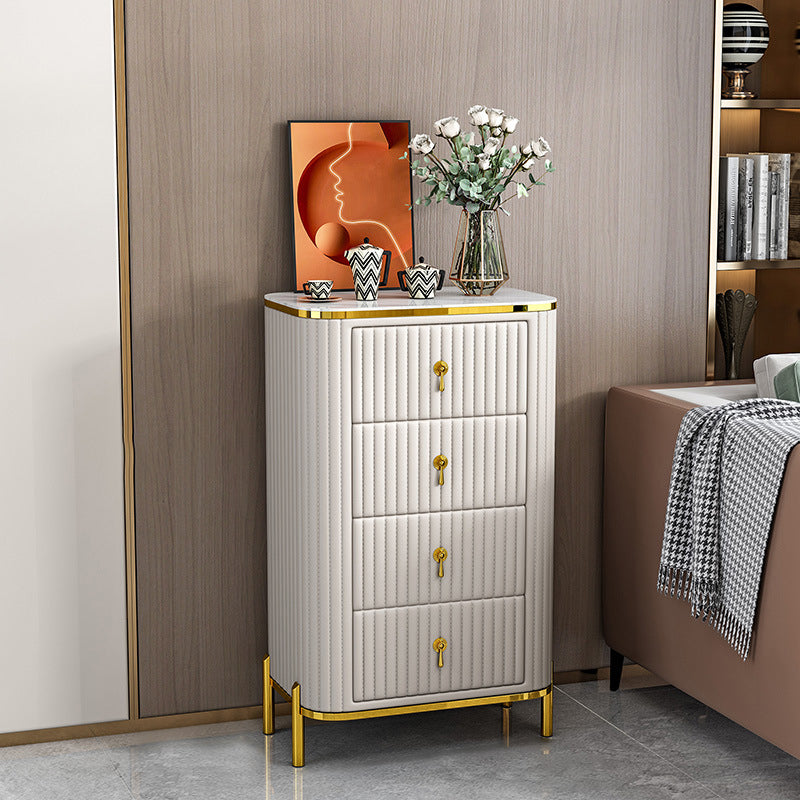 Classic Glam Vertical Lingerie Chest Stone Storage Chest with Drawers for Bedroom