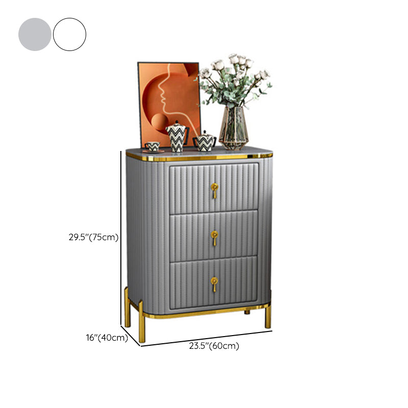 Classic Glam Vertical Lingerie Chest Stone Storage Chest with Drawers for Bedroom