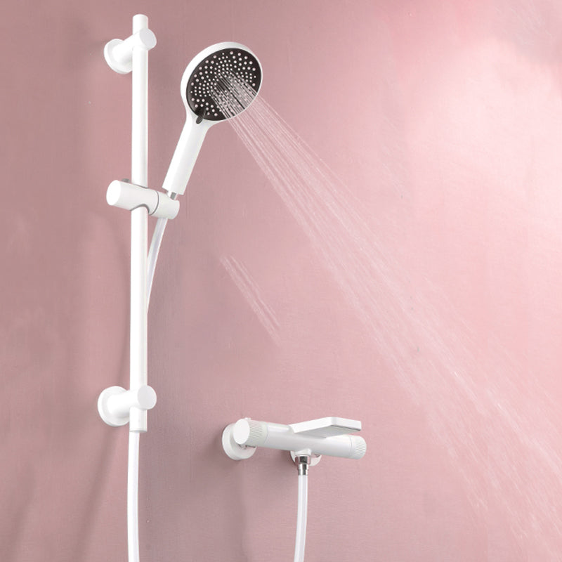 Waterfall Tub Filler Copper Wall-Mounted Double Knob Handle Tub Filler with Handshower