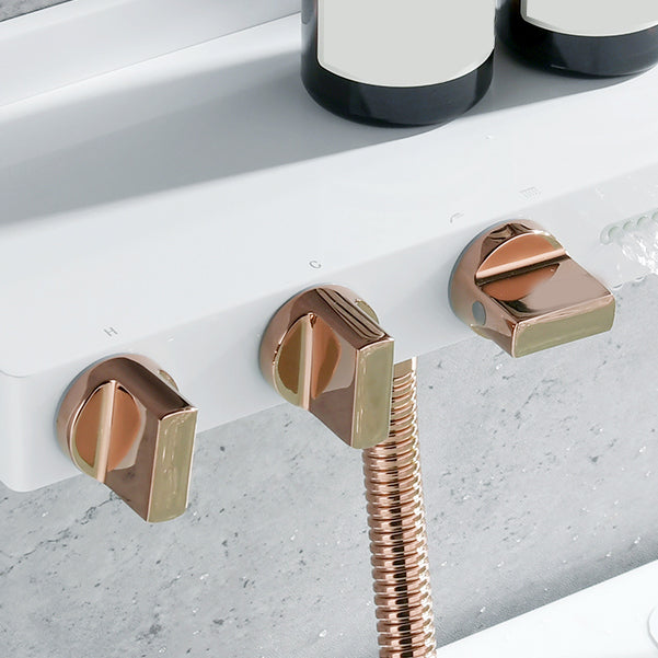Wall Mount Tub Filler Modern Brass Triple Knob Handle Waterfall Tub Filler with Handshower