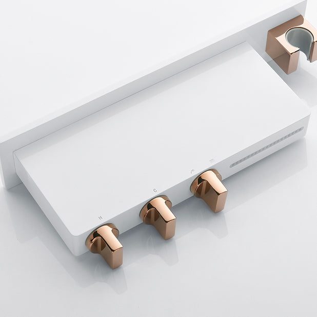Wall Mount Tub Filler Modern Brass Triple Knob Handle Waterfall Tub Filler with Handshower