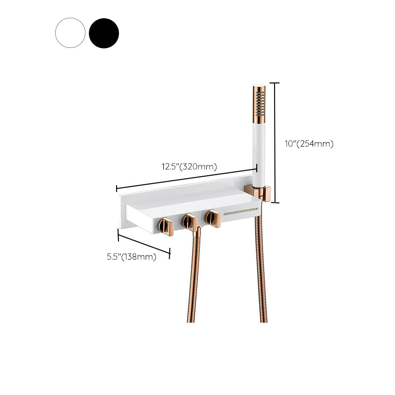 Wall Mount Tub Filler Modern Brass Triple Knob Handle Waterfall Tub Filler with Handshower