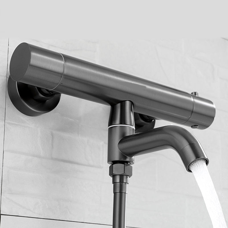 Handshower Tub Filler Black Brass Double Knob Handle Swivel Wall Mount Tub Filler