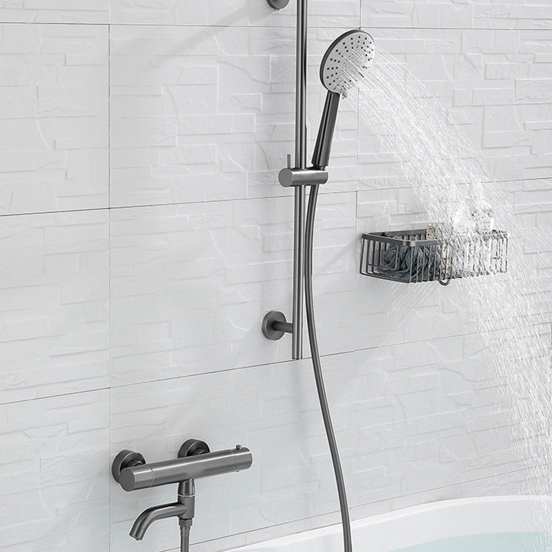 Handshower Tub Filler Black Brass Double Knob Handle Swivel Wall Mount Tub Filler