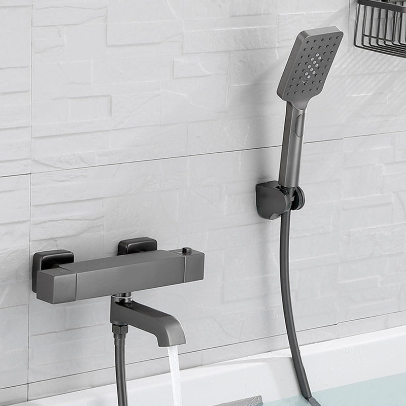 Black Tub Filler Wall-Mounted Brass Single Knob Handle Swivel Tub Filler with Handshower